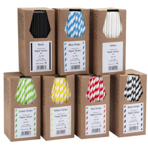 Beaumont, Paper Straws, Green & White Striped