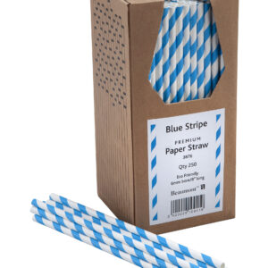 Beaumont, Paper Straws, Blue & White Striped