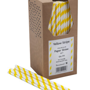 Beaumont, Paper Straws, Yellow & White Striped